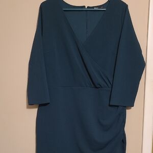 Reitmans Elegant Dark Green Long Sleeve Dress